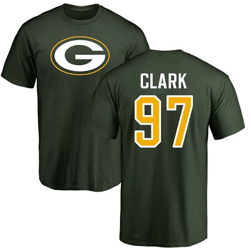 Men Green Bay Packers Green #97 Clark Kenny Name And Number Logo Nike NFL T Shirt->green bay packers->NFL Jersey